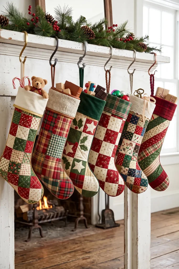 Plaid and Buffalo Check Quilted Christmas Stocking
