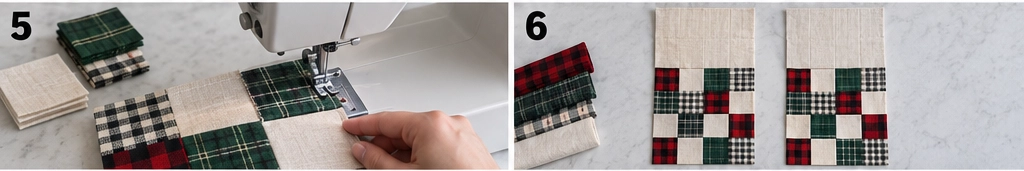 Plaid and Buffalo Check Quilted Christmas Stocking
