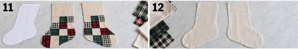 Plaid and Buffalo Check Quilted Christmas Stocking
