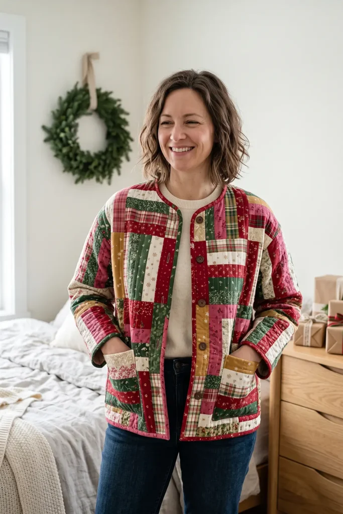 Quilt-As-You-Go Jelly Roll Christmas Jacket