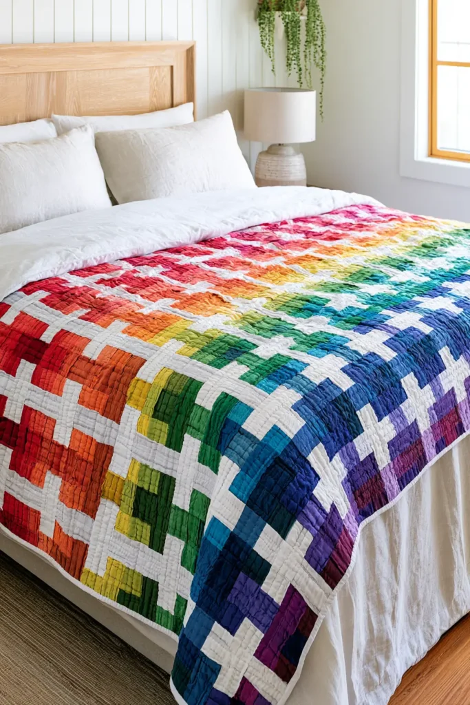 Rainbow Rail Fence Quilt