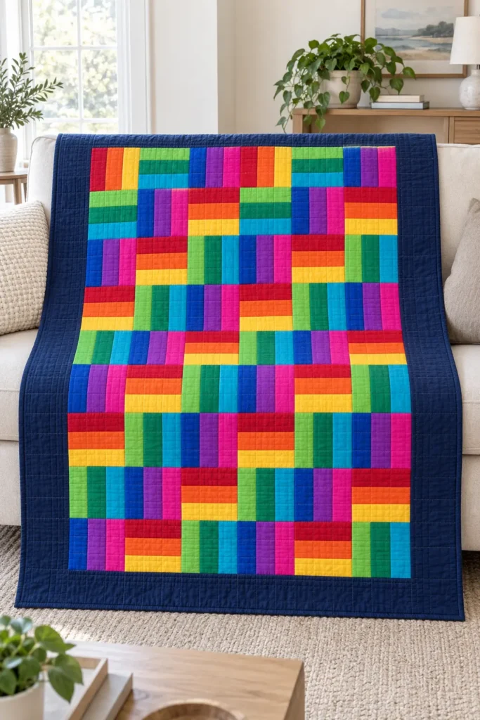 Rainbow Rail Fence Quilt