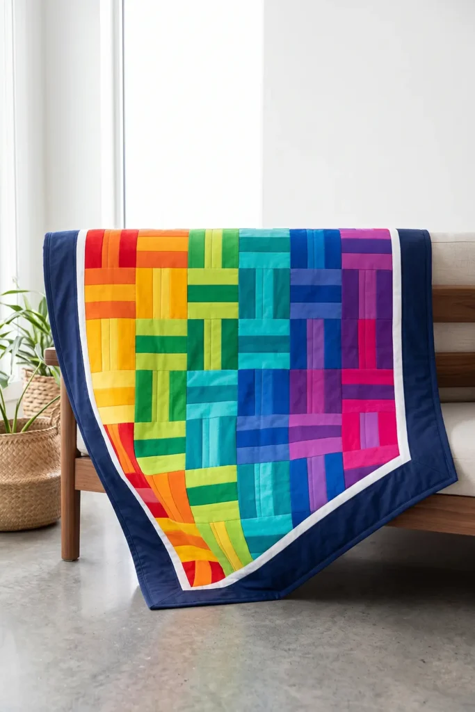 Rainbow Rail Fence Quilt