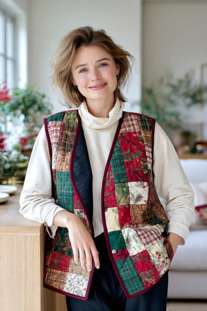 Reversible Christmas Quilted Vest