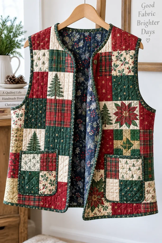 Reversible Christmas Quilted Vest