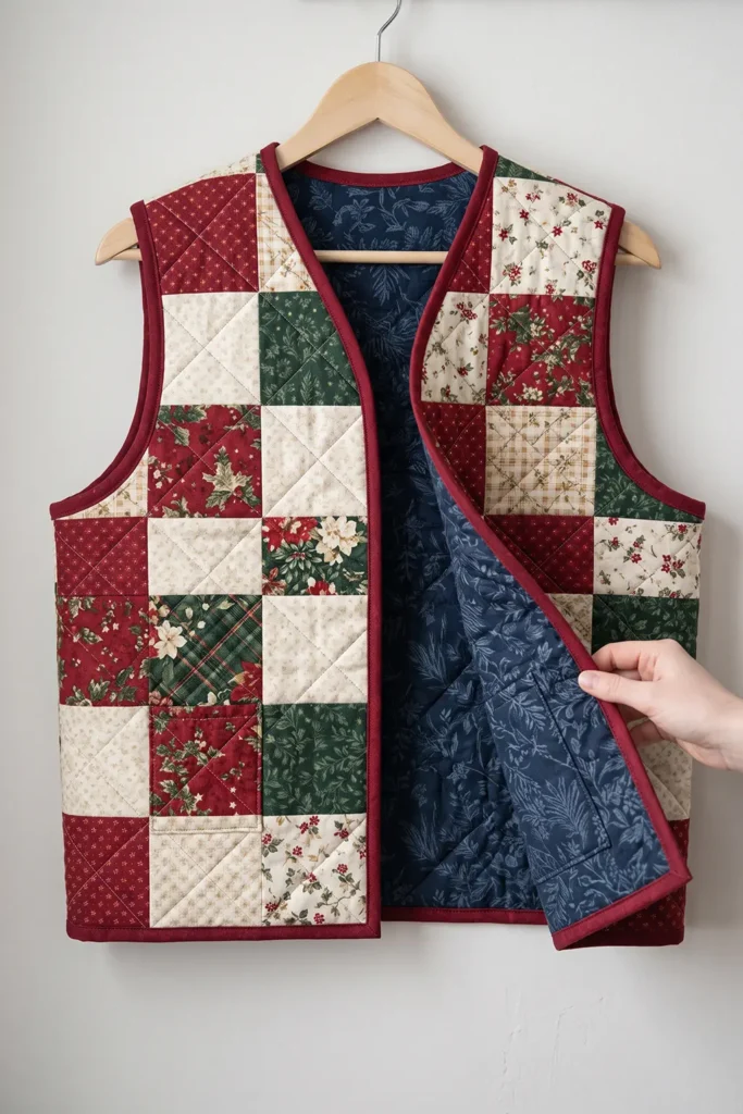 Reversible Christmas Quilted Vest