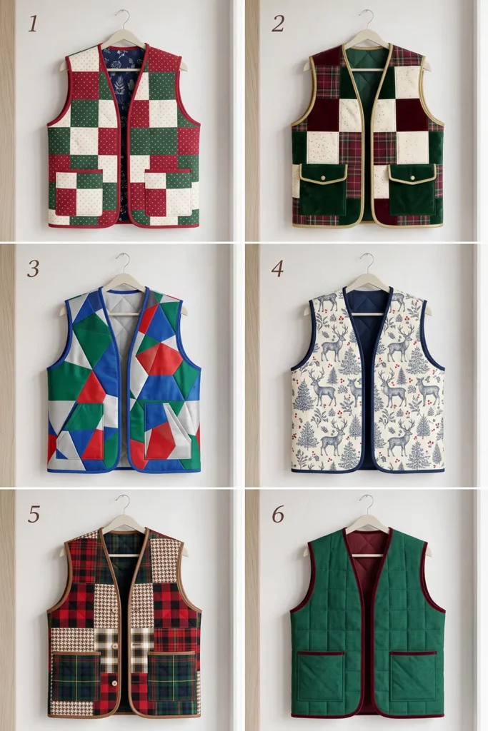 Reversible Christmas Quilted Vest