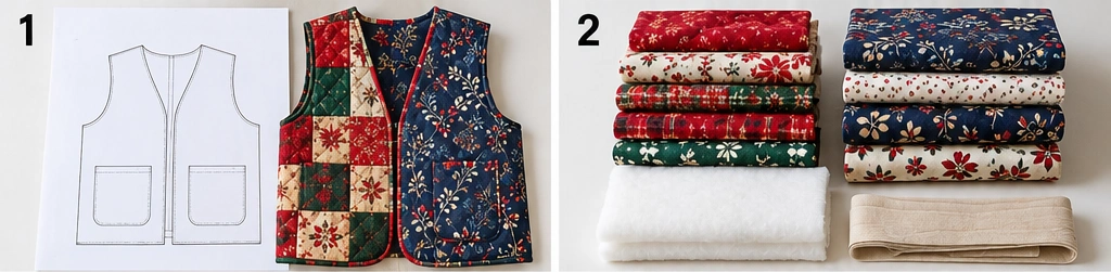 Reversible Christmas Quilted Vest