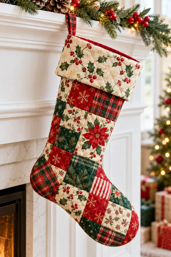 Reversible Quilted Christmas Stocking