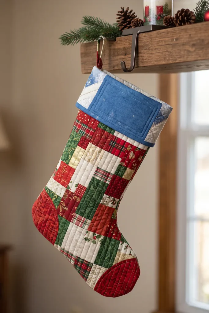 Reversible Quilted Christmas Stocking