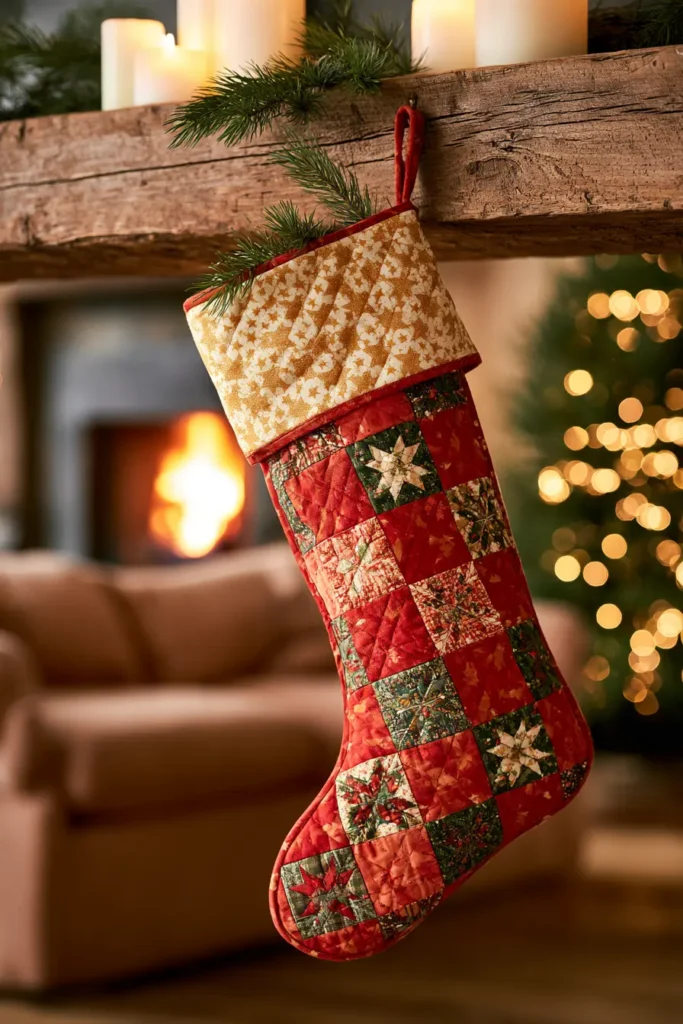 Reversible Quilted Christmas Stocking
