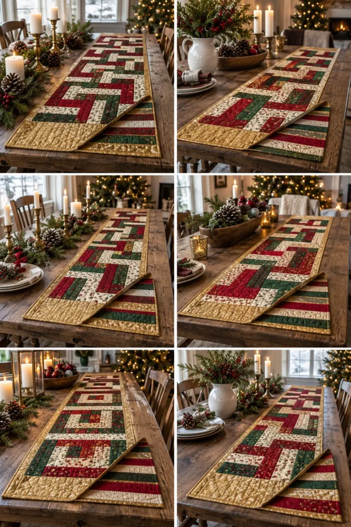 Reversible Quilted Christmas Table Runner
