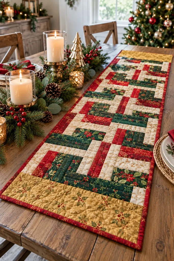 Reversible Quilted Christmas Table Runner