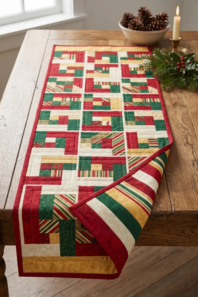 Reversible Quilted Christmas Table Runner
