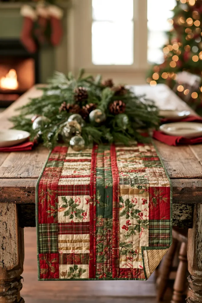 Reversible Quilted Christmas Table Runner