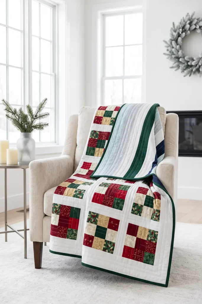 Reversible Quilted Christmas Throw