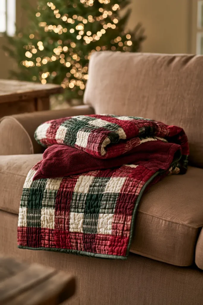 Reversible Quilted Christmas Throw