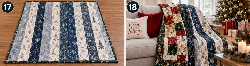 Reversible Quilted Christmas Throw