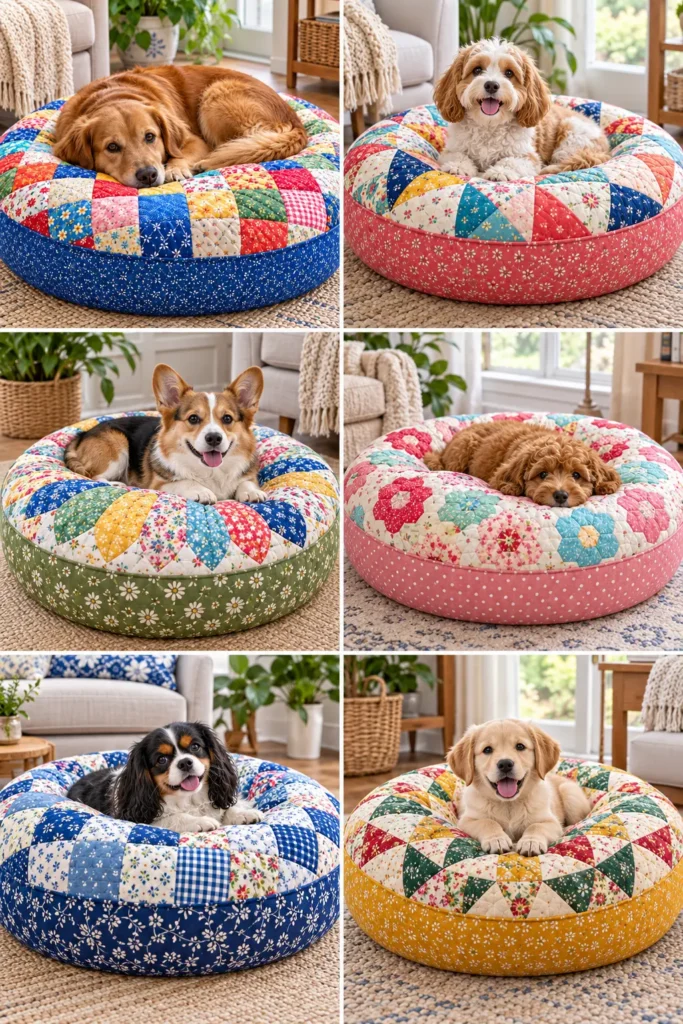 Round Quilted Dog Bed