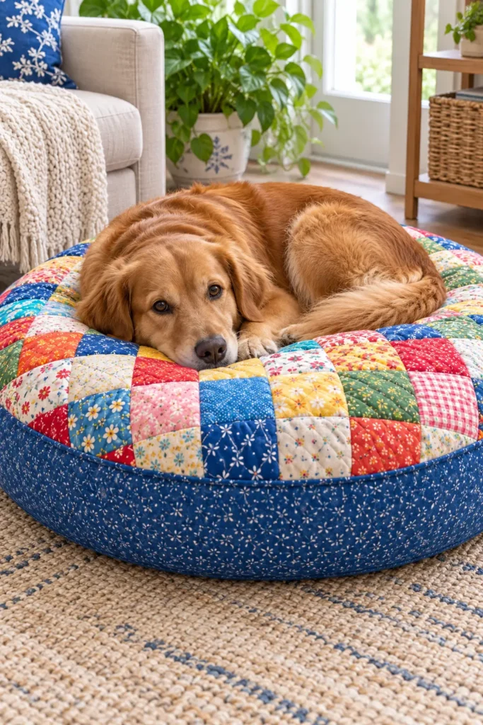 Round Quilted Dog Bed