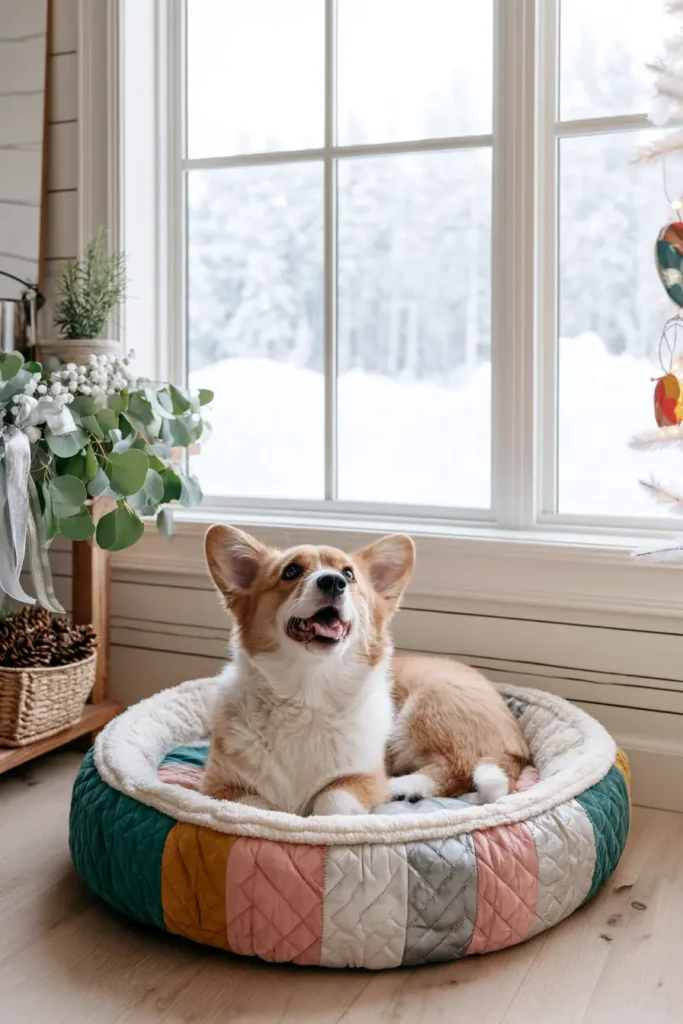 Round Quilted Dog Bed