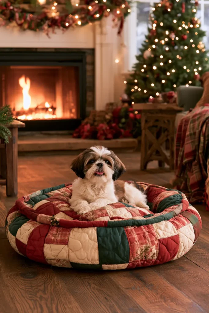 Round Quilted Dog Bed