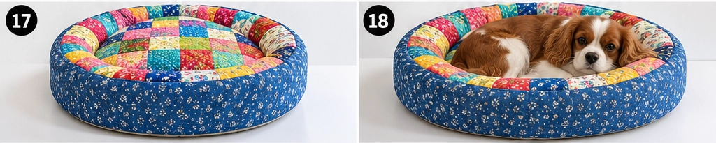 Round Quilted Dog Bed