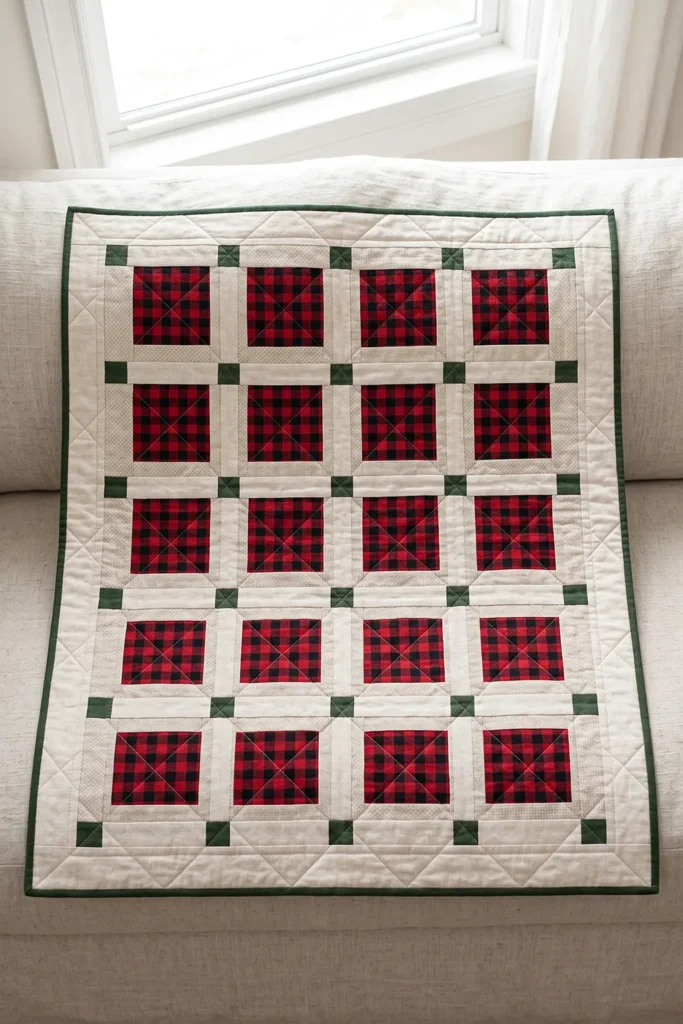Rustic Farmhouse Quilted Christmas Throw