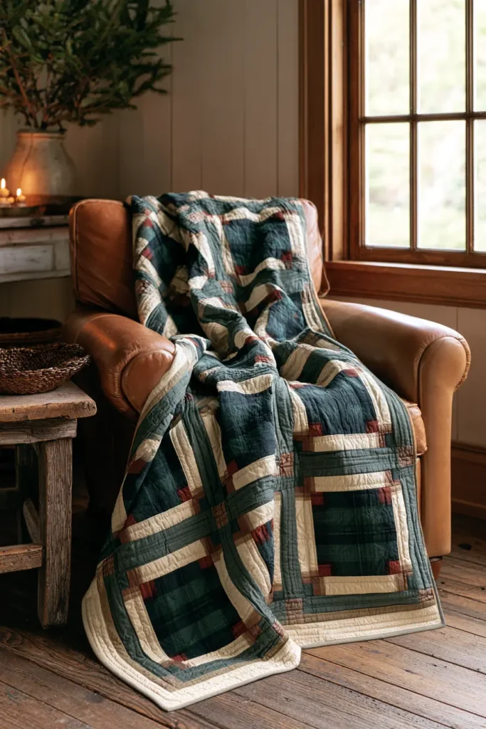 Rustic Farmhouse Quilted Christmas Throw