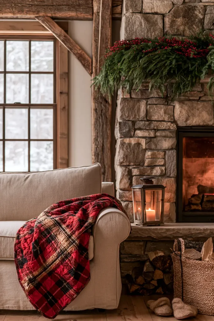Rustic Farmhouse Quilted Christmas Throw