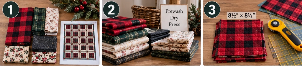 Rustic Farmhouse Quilted Christmas Throw