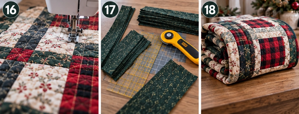 Rustic Farmhouse Quilted Christmas Throw