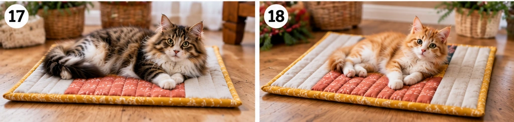 Modern Minimalist Scandi-Style Quilted Cat Sleeping Pad