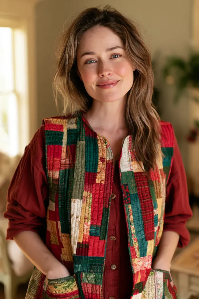Scrappy Jelly Roll Christmas Quilted Vest