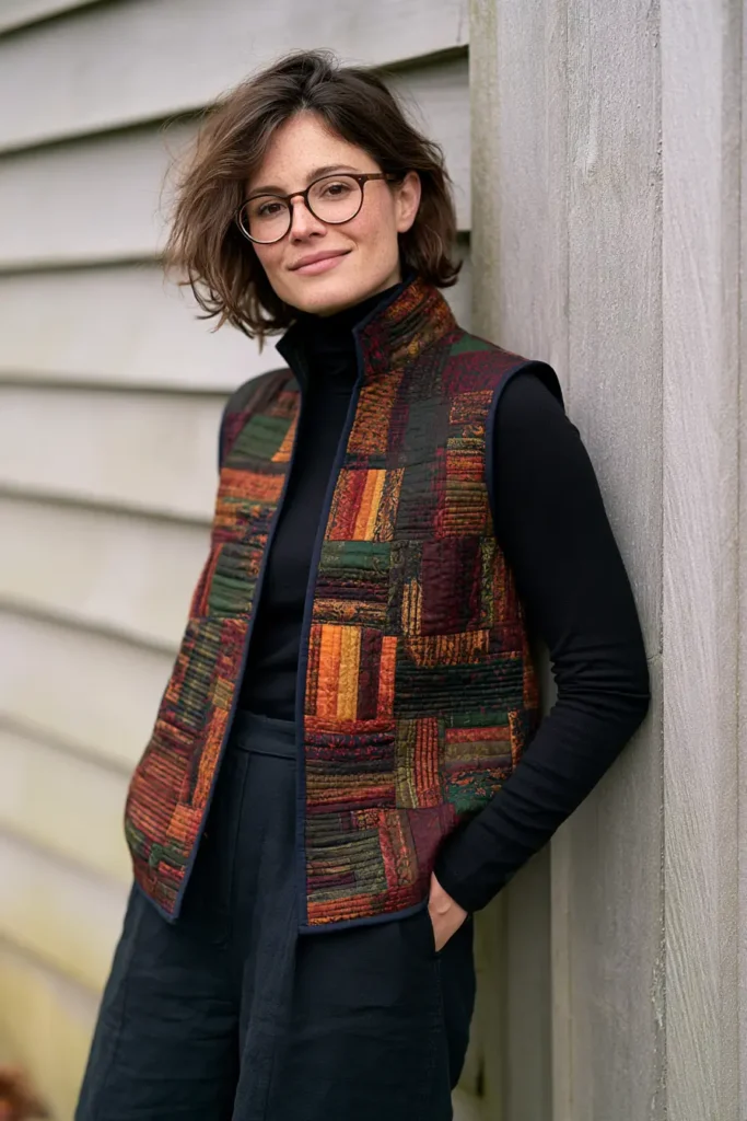 Scrappy Jelly Roll Christmas Quilted Vest
