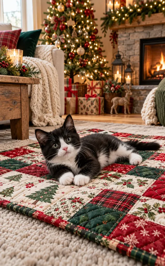 Scrappy Quilted Cat Mat