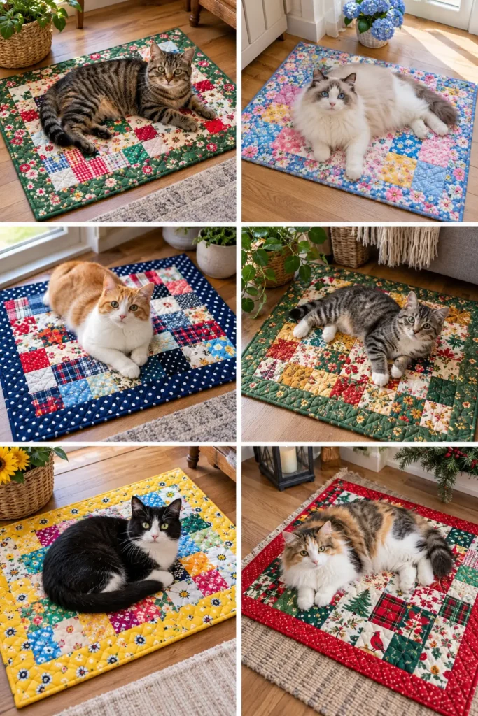 Scrappy Quilted Cat Mat