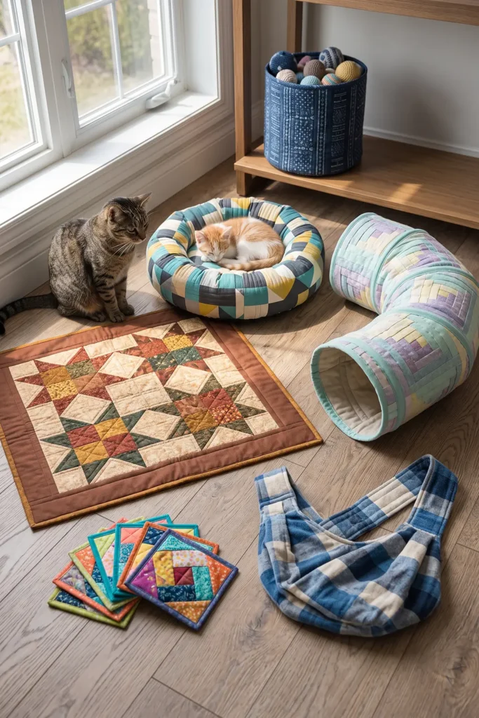 Scrappy Quilted Cat Mat