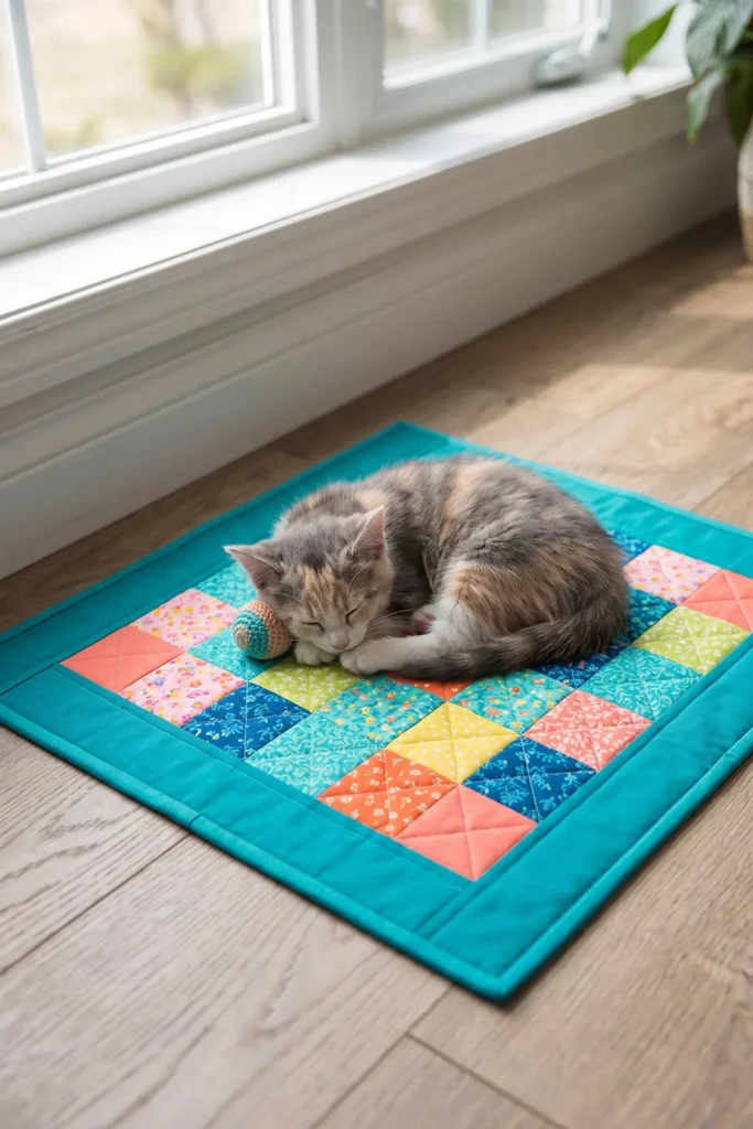 Scrappy Quilted Cat Mat