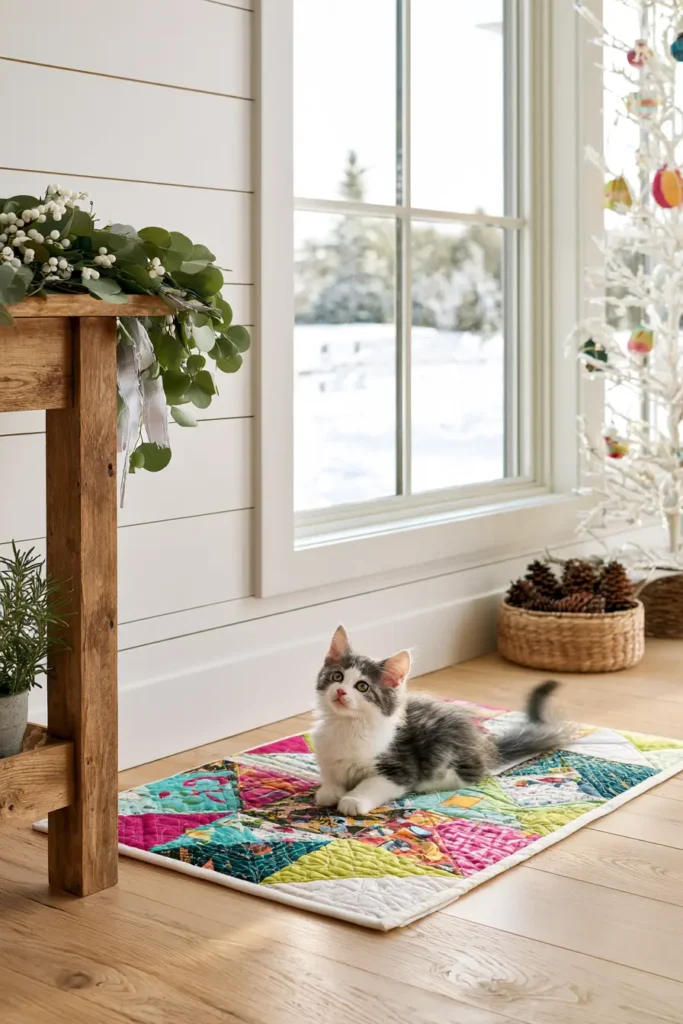 Scrappy Quilted Cat Mat