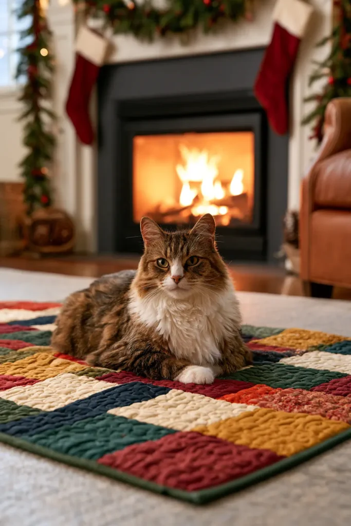 Scrappy Quilted Cat Mat