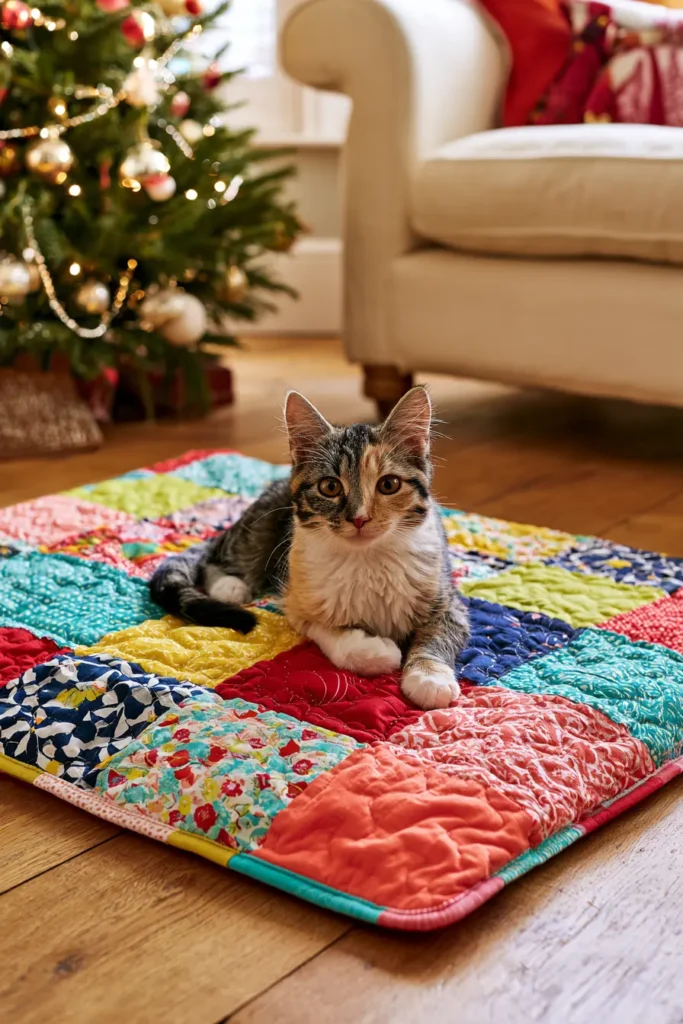 Scrappy Quilted Cat Mat