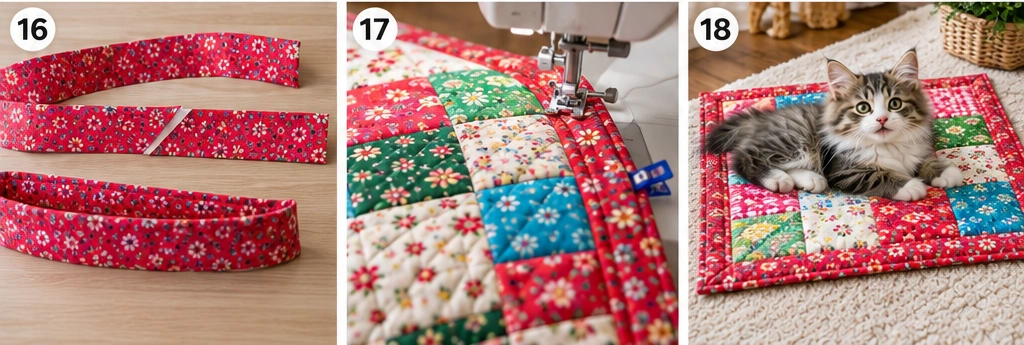 Scrappy Quilted Cat Mat