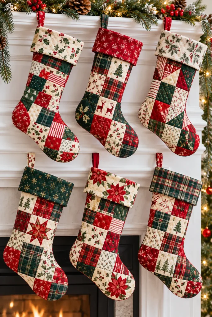 Scrappy Quilted Christmas Stocking