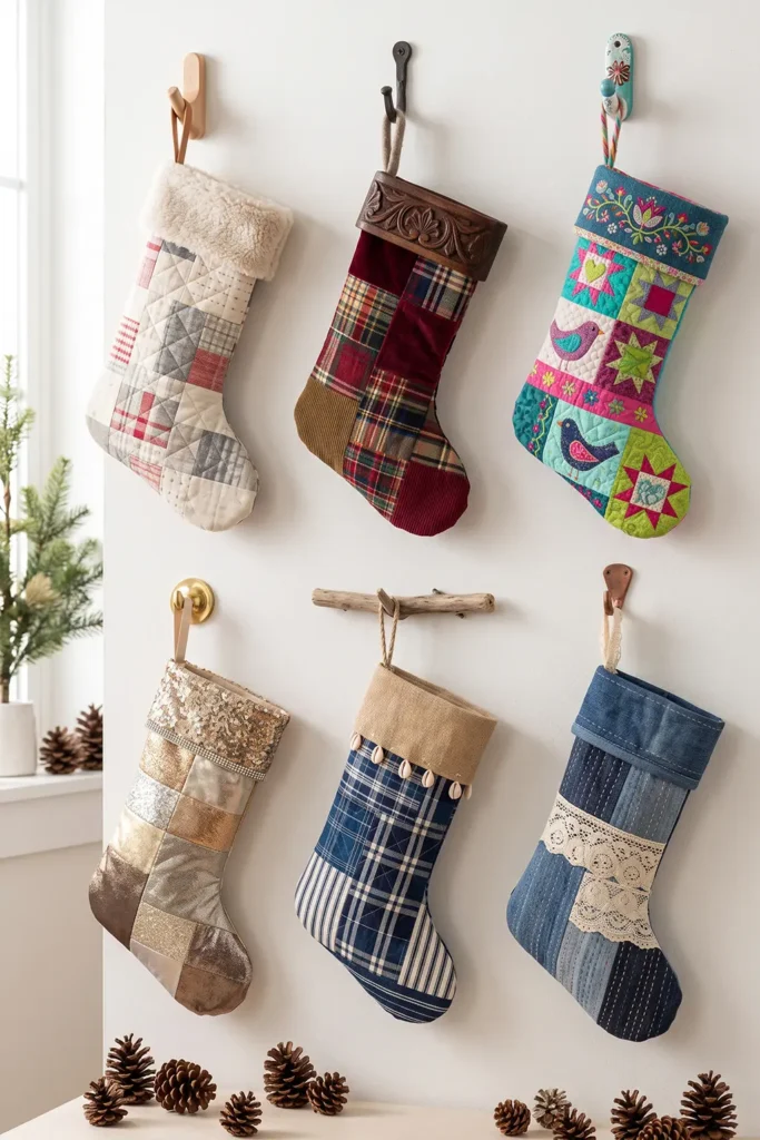Scrappy Quilted Christmas Stocking
