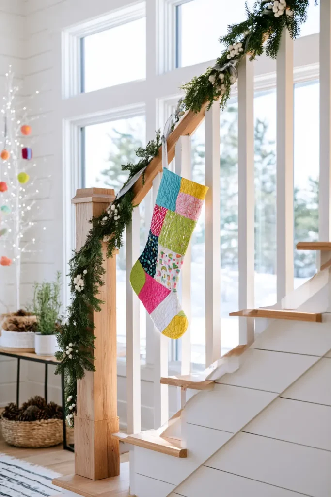 Scrappy Quilted Christmas Stocking