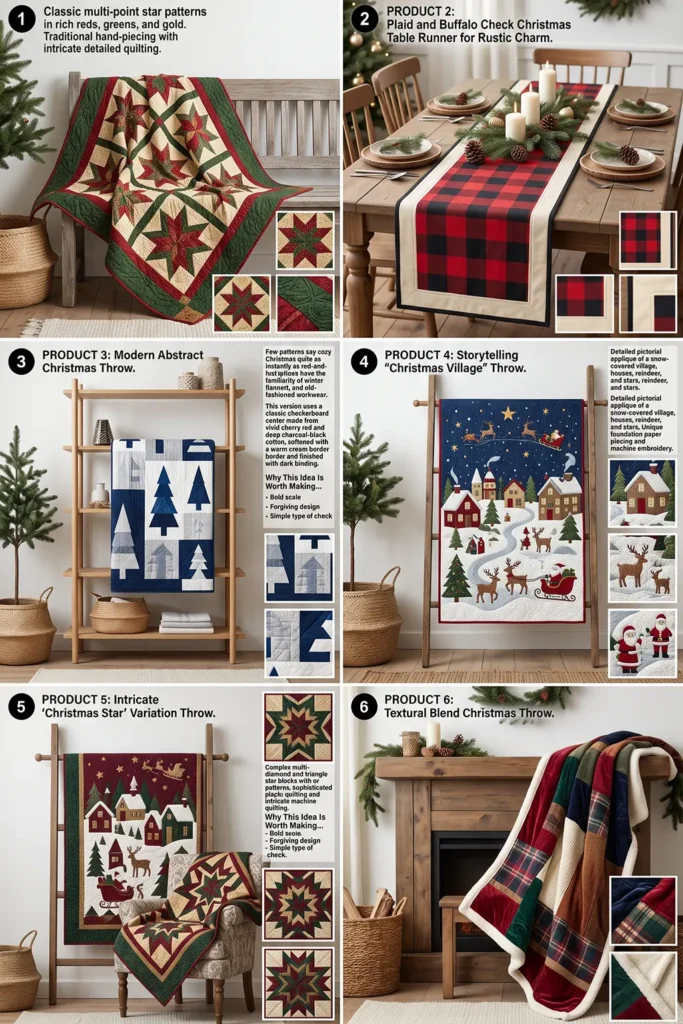 Scrappy Quilted Christmas Table Runner