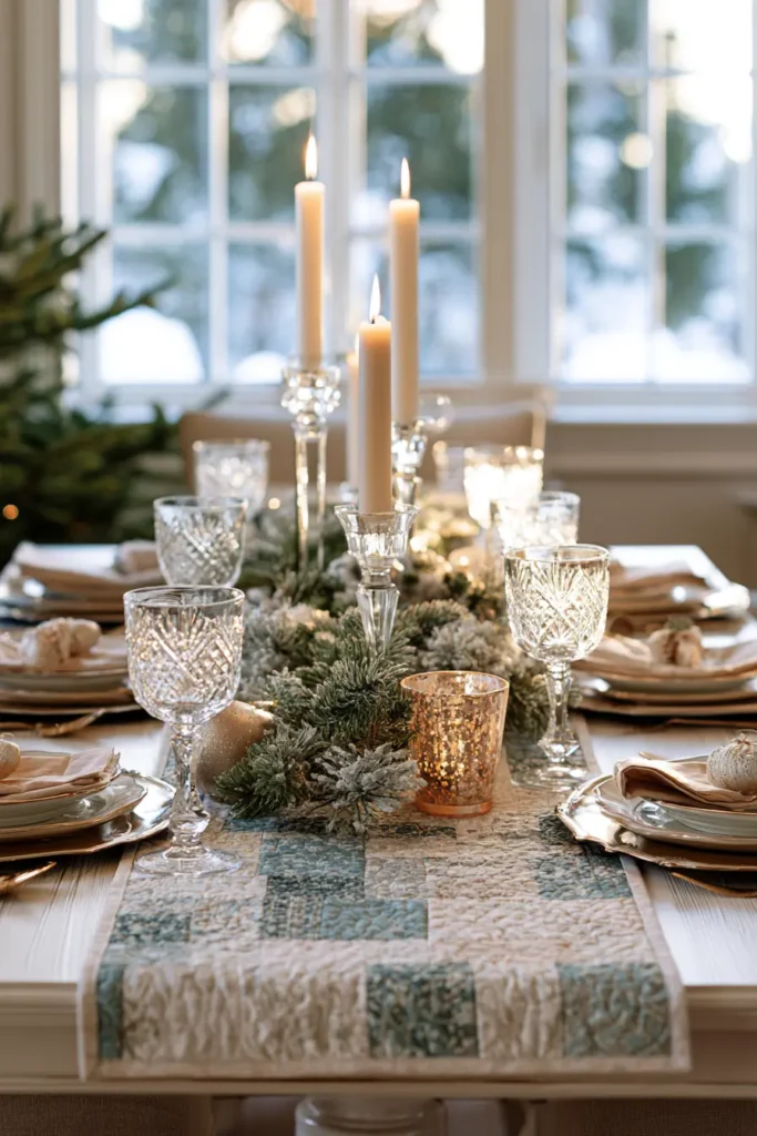 Scrappy Quilted Christmas Table Runner