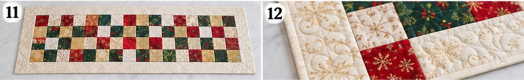Scrappy Quilted Christmas Table Runner