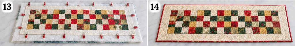Scrappy Quilted Christmas Table Runner